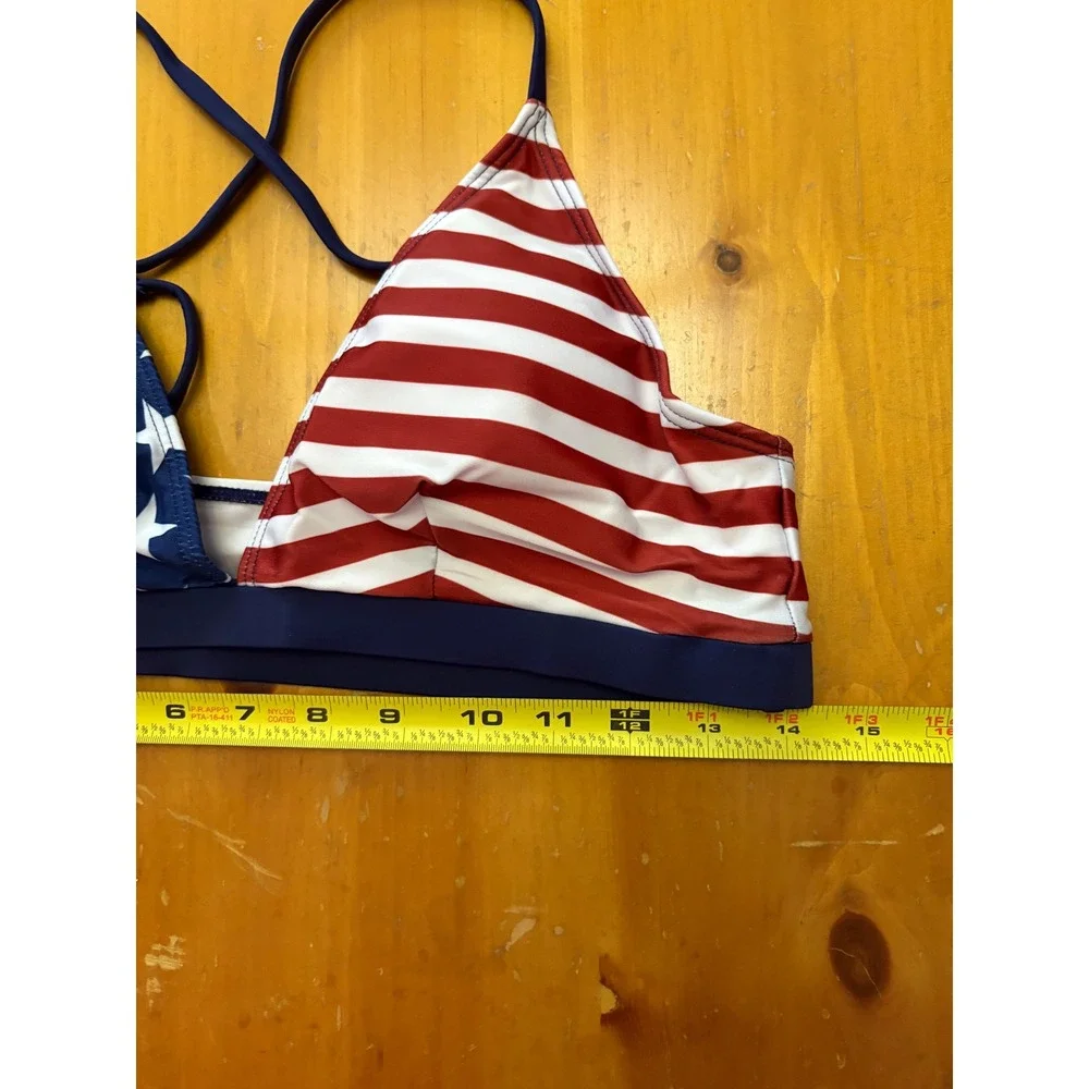 American Flag Bikini Set Stars Stripes Patriotic Two Piece Swimsuit Shorts Large